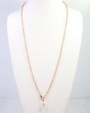 Harrodsburg Long Link Necklace with Pearl Gold