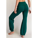 COTTON LYCRA BUBBLED FLARE PANTS