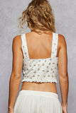 V-Neck Sleeveless Lace Ribbed Knit Top