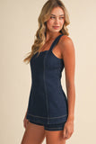 IR2520 SQUARE NECK LINE DENIM ROMPER