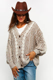 TWO TONE CABLE CHUNKYSWEATER CARDIGAN
