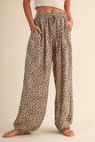 IP1494-A LEOPARD GAUZE RELAXED FIT BALLOON PANTS