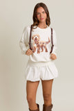 LONG SLEEVE CREW NECK PUPPY GRAPHIC SWEATER
