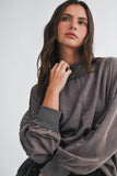 9164HK Oversized Mock Neck Washed Sweatshirt