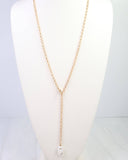 Harrodsburg Long Link Necklace with Pearl Gold