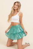 CS10014Y - Pleated Metallic Tiered Skirt