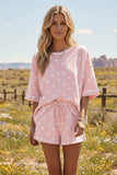 Polka Dot Relaxed Fit Heavy Scuba Top and Shorts Set