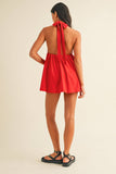 IR2198 HALTER BABYDOLL ROMPER WITH BIKER SHORTS
