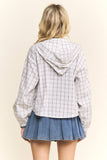 CROPPED PLAID HOODIE BUTTON-UP SHIRT - RET4244
