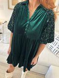 Emerald Sequin Sleeve Dress