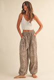 IP1494-A LEOPARD GAUZE RELAXED FIT BALLOON PANTS