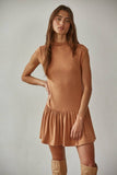 Knit Polyester Rayon Spandex Mock Neck Mini Dress