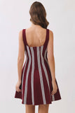 CD07383-Contrast Vertical Trim Fit & Flare Mini Dress