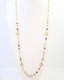 Fairbanks Long Glass Beaded Necklace Gray Multi