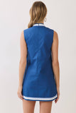 CD07271-Contrast Trim Sleeveless Shift Mini Dress