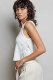 Sleeveless V neck star patch on side knit top