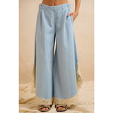 WIDE LEG CROCHET LACE WITH TULIP HEM JEANS