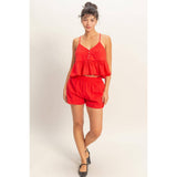 Eyelet Elastic Shorts With Pockets