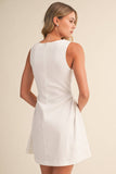 ID10174-A SLEEVELESS WOVEN MINI DRESS WITH SIDE PLEAT DETAIL
