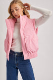 BOMBER STYLE PUFFER VEST WITH POCKETS