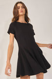 D4338 Seamed A-Line Flare Solid Mini Dress