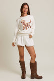 LONG SLEEVE CREW NECK PUPPY GRAPHIC SWEATER
