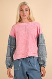 Rose Denim Washed Top