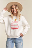 LESW3436- X-MAS TREE ACCENT SWEATER