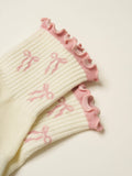 Bow Ruffle Grip Sock [Soft Pink], Pilates Socks