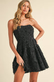 ID8550 SEQUIN VELVET CRISS CROSS BACK LONGSLEEVE MINI DRESS