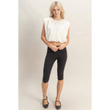 Bubble Hem Cotton Eyelet Sleeveless Top