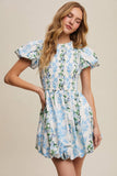 Floral Puff Sleeve Smocked Dress