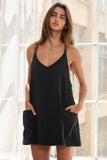 ID4288 Washed Sporty Mini Dress W Built in Romper Lining