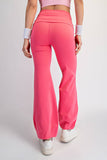 COTTON LYCRA BUBBLED FLARE PANTS