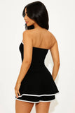 Chic Contrast Trim Strapless Romper