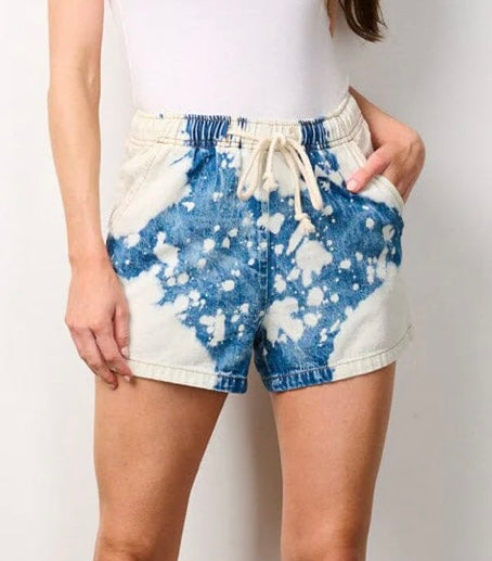 Dark Washed Bleached Shorts