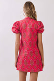 CD07319-Scallop Trim Detail Floral Mini Dress