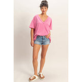 Washed V-Neck Oversized Tee