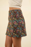NS50105-Floral Jacquard Fabric Holiday Mini Skirt