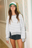 Raw Edge Details Striped High-Low Top