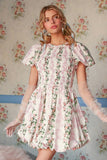 Floral Puff Sleeve Smocked Dress