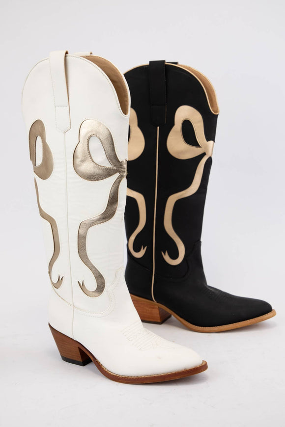 RUBY BOW SWIRLING PATTERNED WESTERN BOOTS