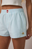 MID-RISE EMBO DETAIL SHORTS