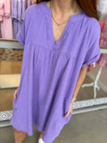 Lavender Gauze V-Neck Dress