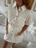 Cream Textured Romper