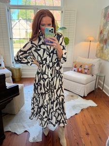 The Karey Black and White Maxi Dress