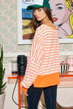 Raw Edge Details Striped High-Low Top