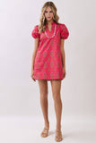 CD07319-Scallop Trim Detail Floral Mini Dress