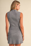 IST6664 HIGH NECKLINE ASYMMETRIC HEM SLEEVELESS SWEATERSET