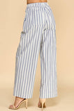 CP10119-Striped Elastic Waist Wide Leg Pants